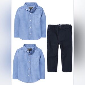 The Children's Place Bundle, 2 Oxford Button Downs & Navy Pants, 12-18 months
